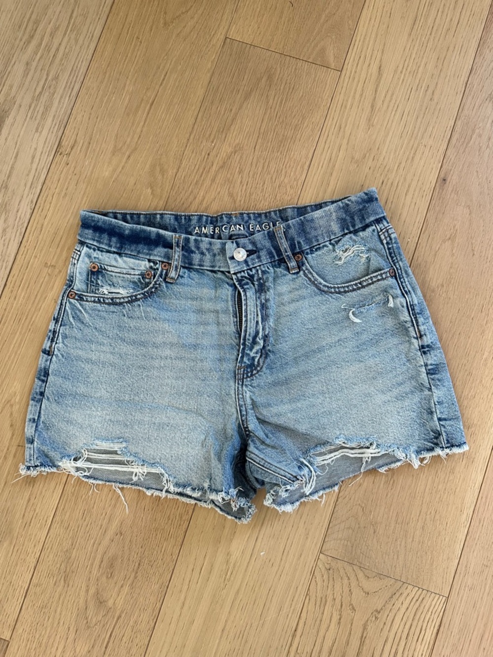American Eagle Outfitters Light Blue Distressed Denim Cutoff Shorts